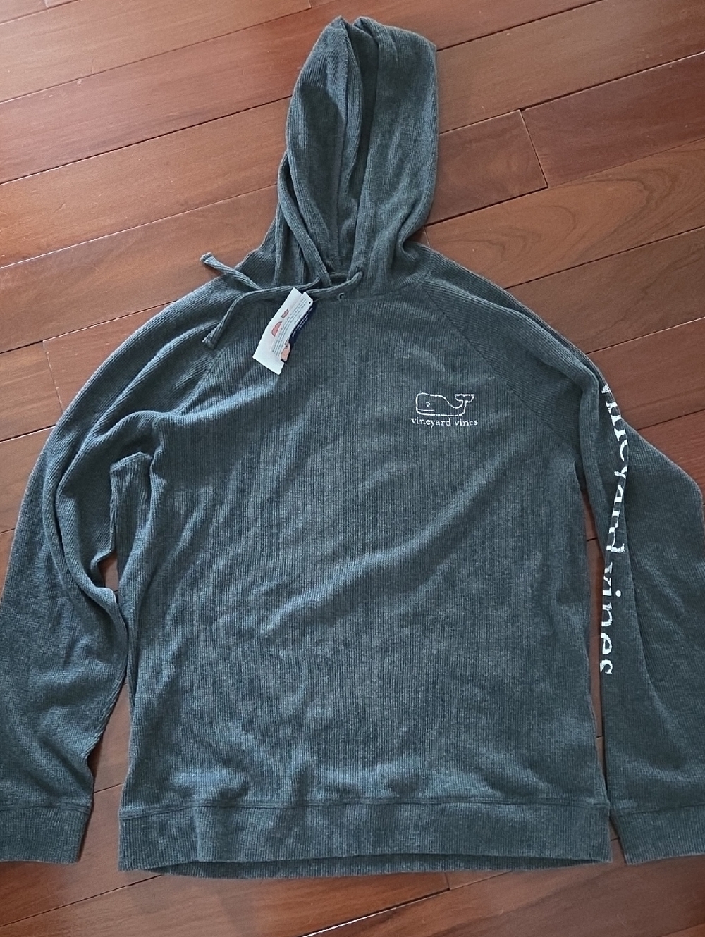 Nwt Vineyard Vines Men’s Charcoal Gray Hoodie Crewneck Waffle Knit Sweater M